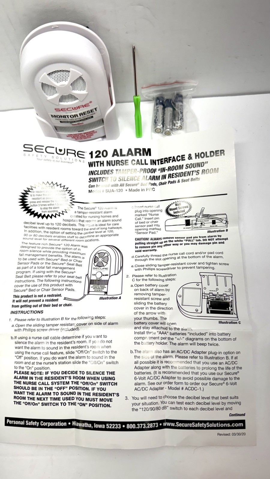 Secure 120 Bed Alarm with Nurse Call Interface & Holder for Elderly Adults OB