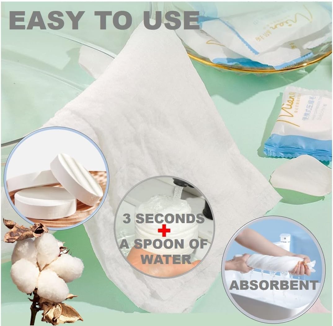 Portable 23.6″ Pure Cotton Disposable Face Towels – Perfect for Camping & Hiking
