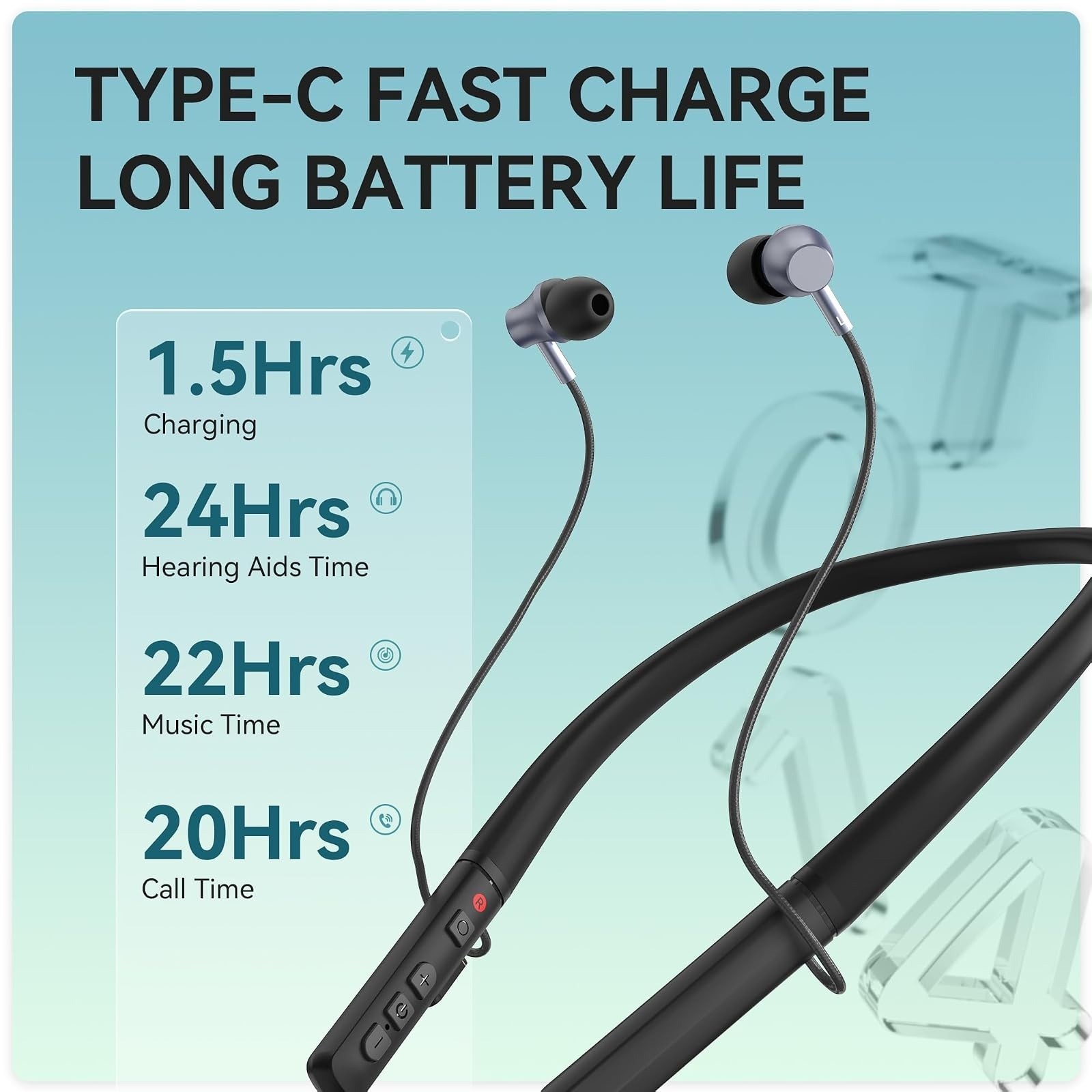 Bluetooth Hearing Aids for Seniors, Rechargeable Neckband Amplifiers