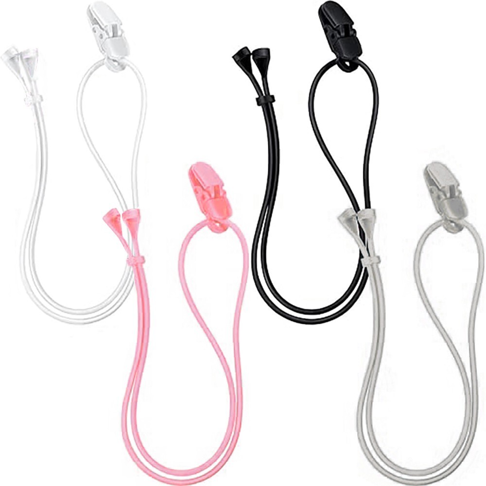 4 Pcs Hearing Aid Clips Adjustable Silicone Anti-Lost Lanyard for Hearing Device