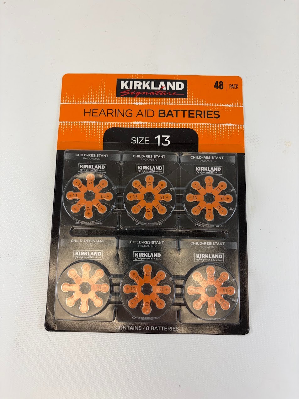 Kirkland Signature Hearing Aid Batteries, Zinc Air, Size 13, 48-pack