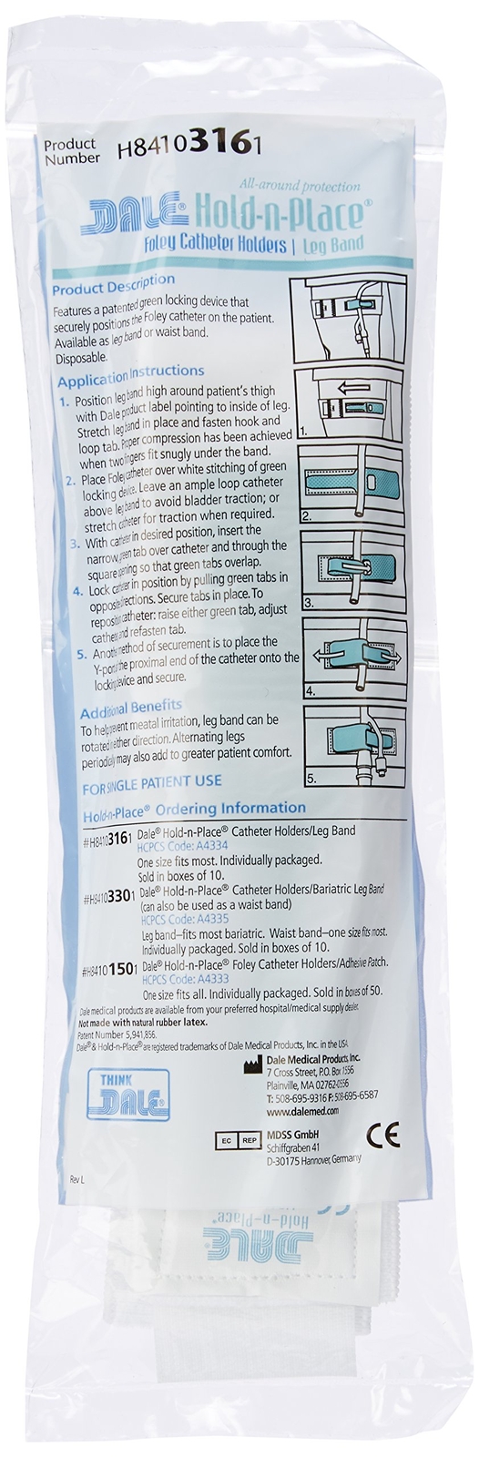 Dale Medical 316 Hold-n-Place Foley Catheter Tube Holder Leg Band (Pack of 10)