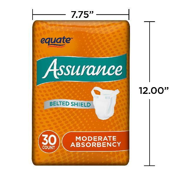 Assurance Incontinence Belted Shield Unisex, One Size Fits All – 30 Ct (1 Pack)