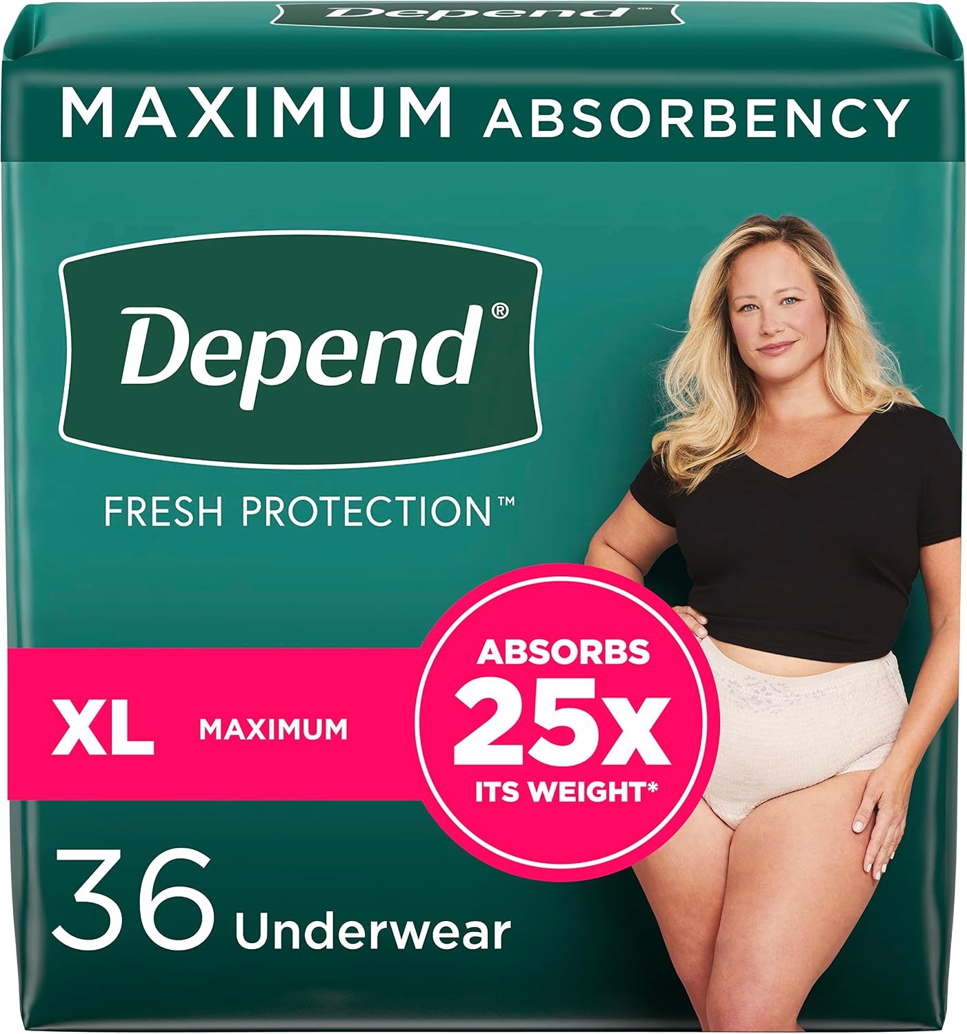 Depend Fresh Protection Incontinence Underwear for Women, XXL, 22 Count