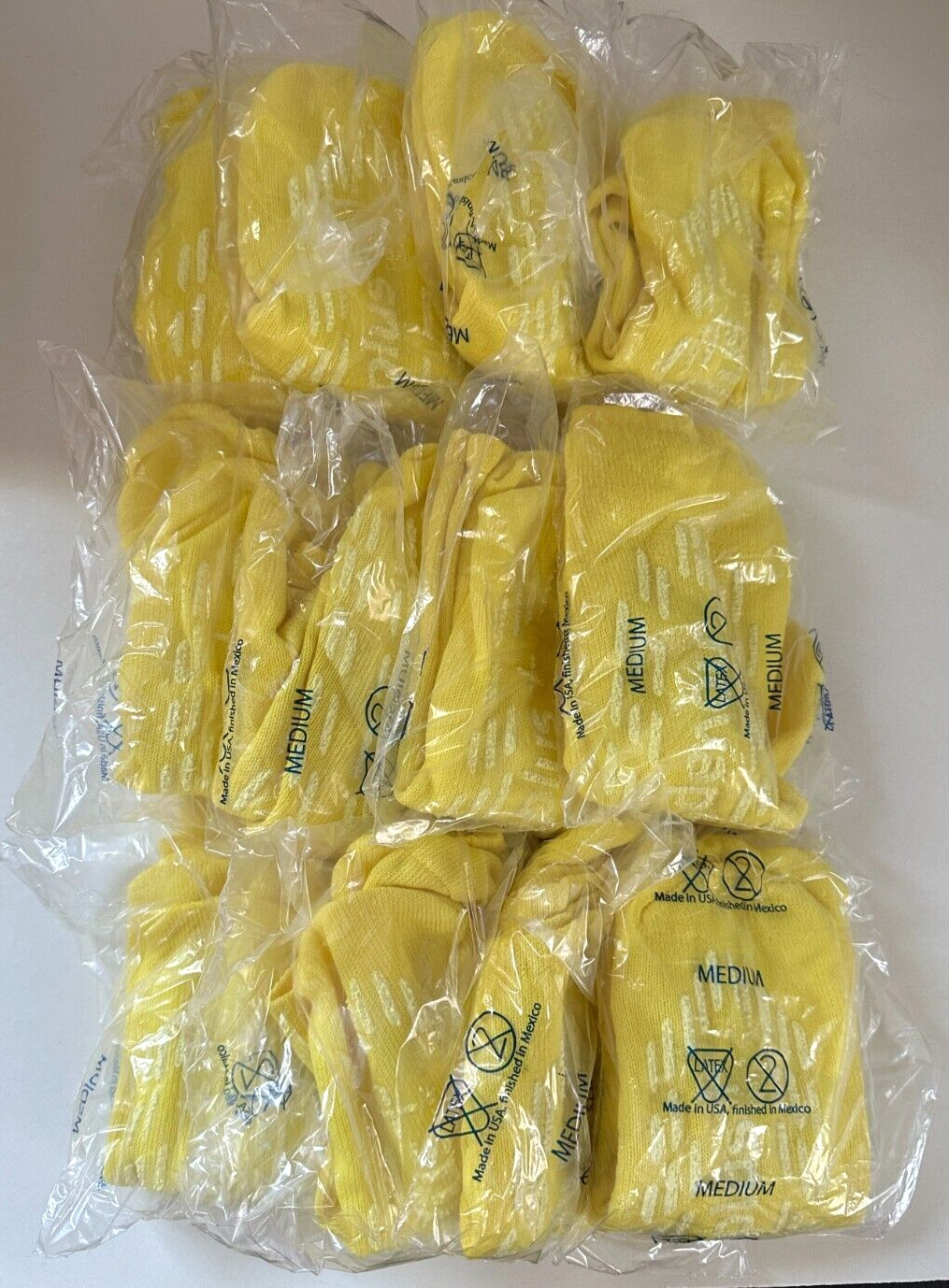 LOT 12 Pair NOVAPLUS MEDICAL NON-SLIP HOSPITAL SLIPPERS SOCKS MEDIUM YELLOW