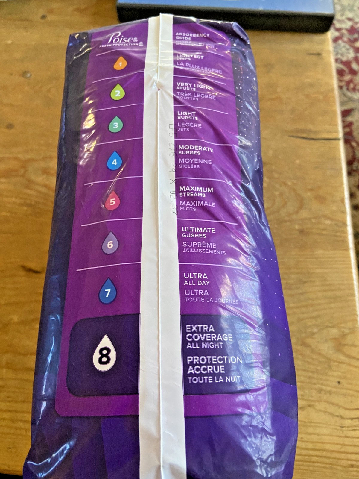 Poise Overnight Pads | Extra Coverage | 8 Drop Absorbency | 22 Count