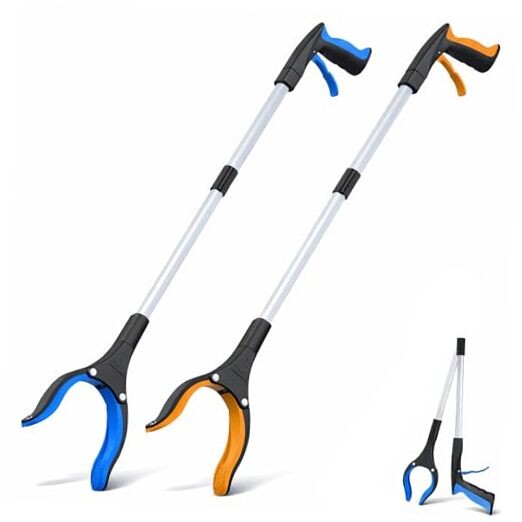 Grabber Reacher Tool – 32” Extra Long Foldable Gripper and Blue+orange 2p
