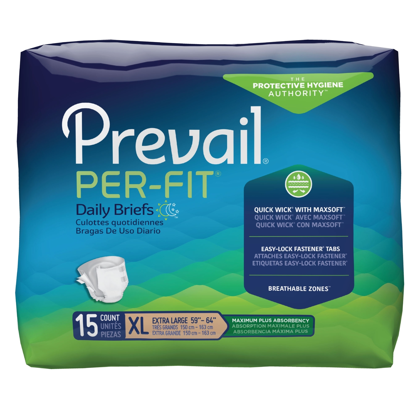 Prevail Per-Fit Incontinence Brief XL Mat Body Shape Maximum 60 Ct