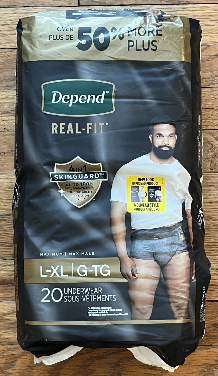 Depend Real Fit Gray, L/XL, 20ct Underwear for Men, Maximum Absorbency