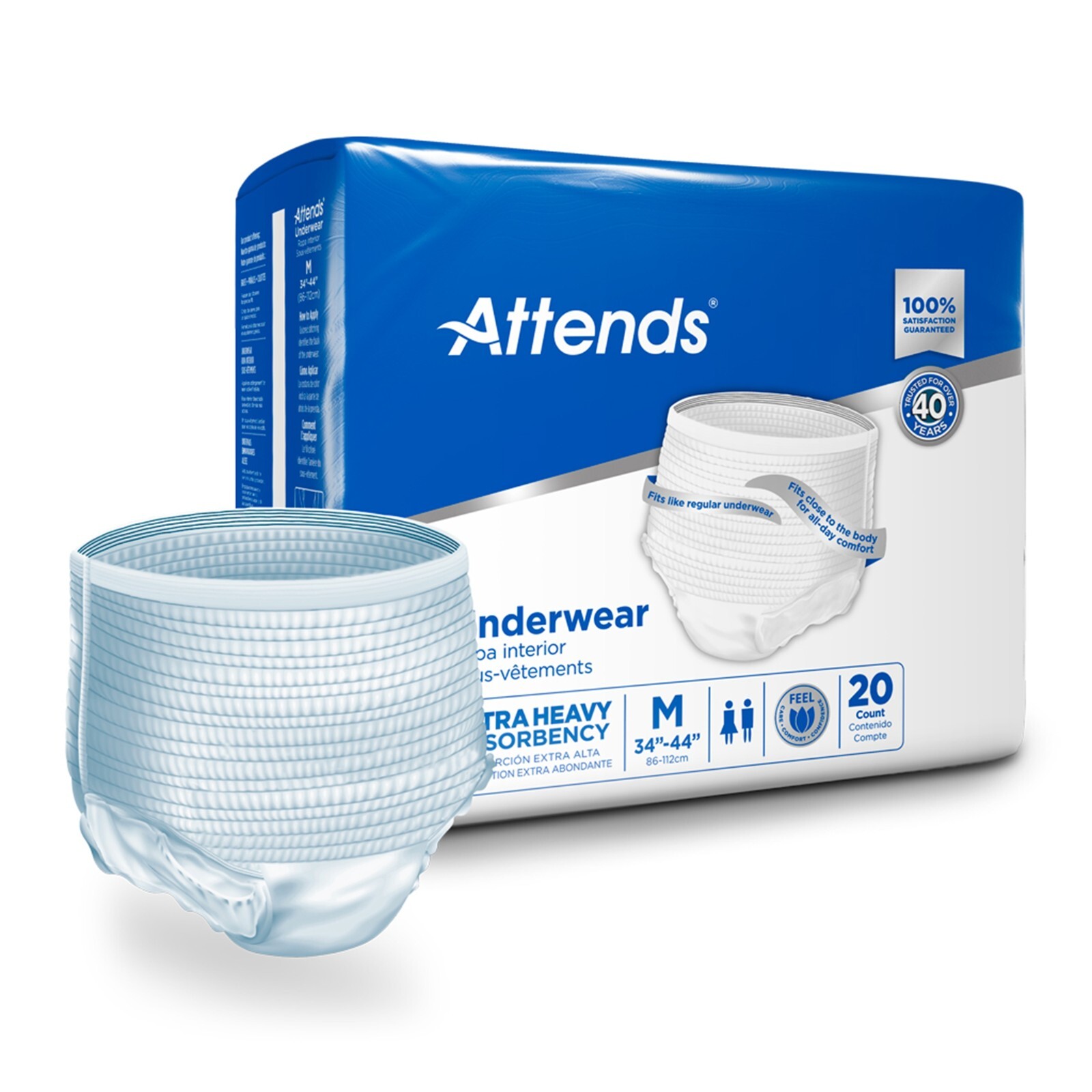 Attends (APV20) Care Underwear Moderate Absorbency – Medium, 20 Ct