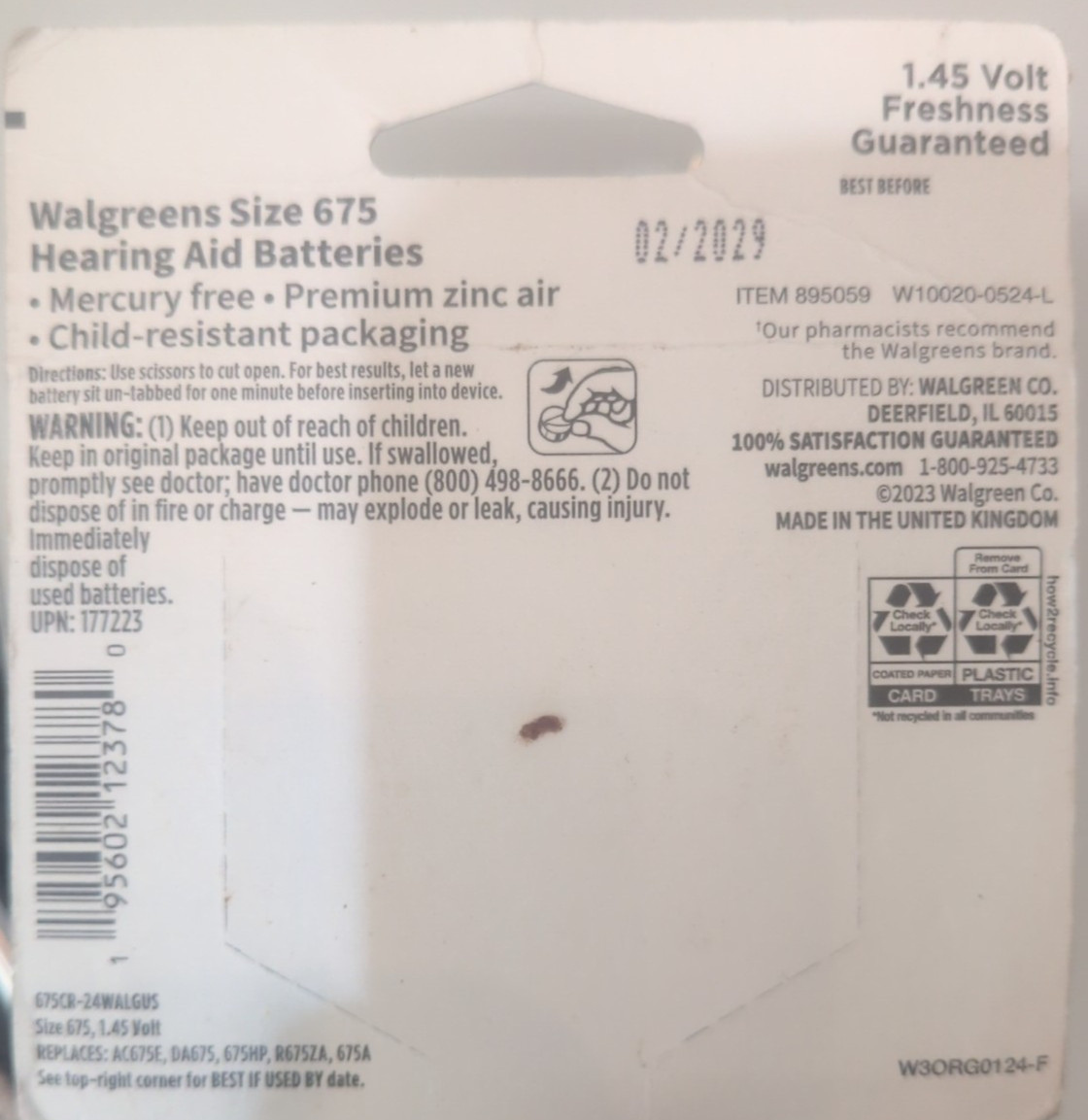 Walgreens Size 675 Hearing Aid Batteries 24 Pack