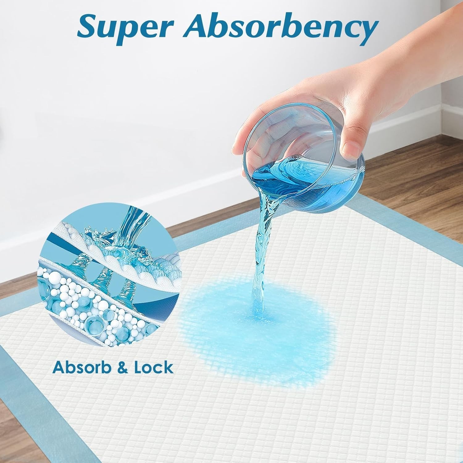 100 Count 22″x22″ Disposable Underpads, Super Absorbent & Leakproof