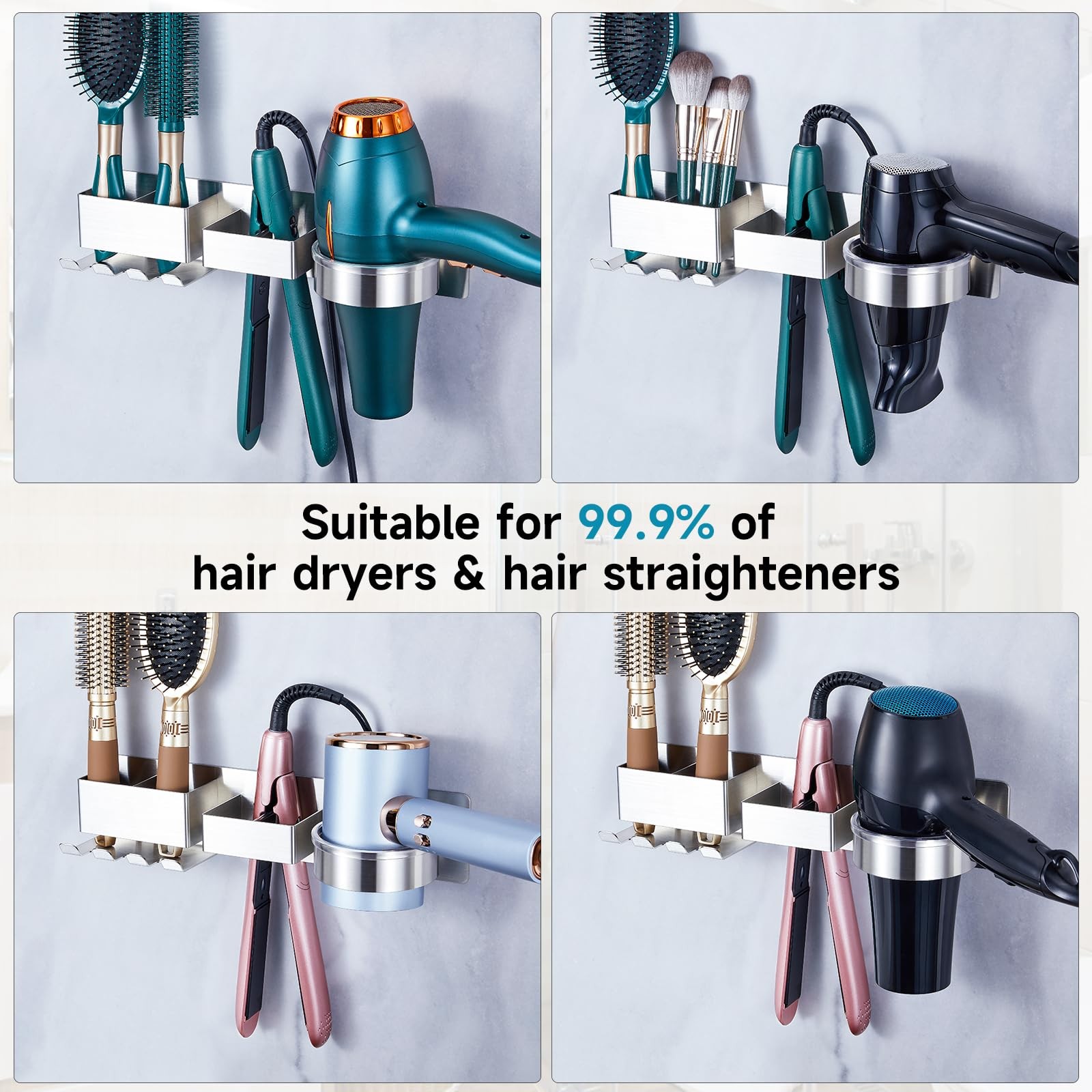 Oukimly Hairdryer Holder Wall Mounted Hair Straightener Holder Blow Dryer