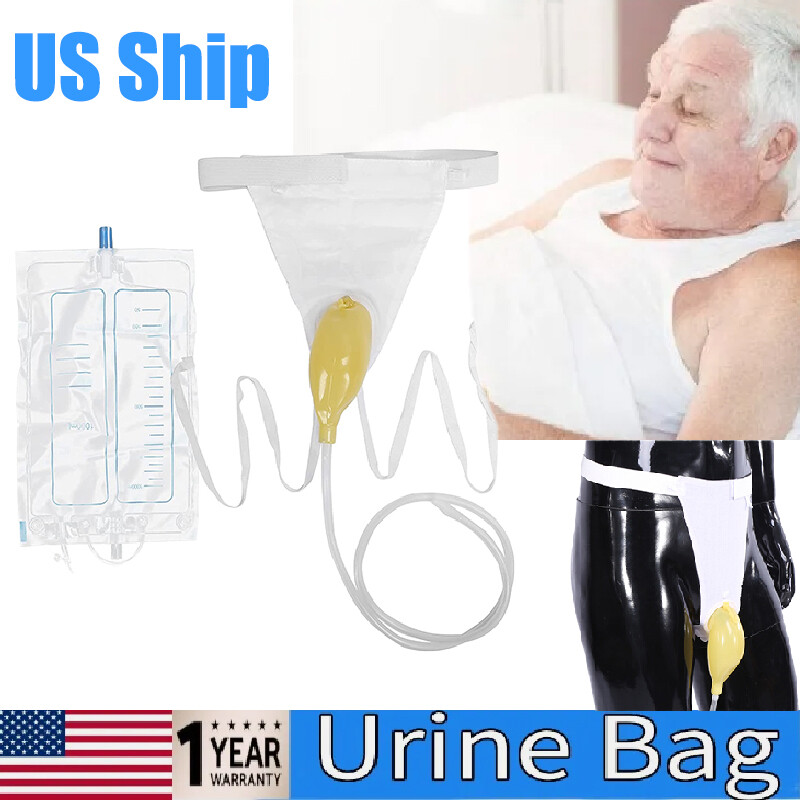 US 1000ml Male Urine Bag Urinal Pee Holder Collector Toilet Urinary Incontinent