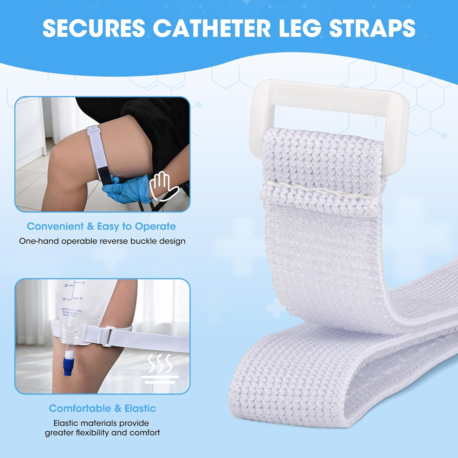 4 PCS Leg Bag Straps, Adjustable Urine Drainage Bag Strap Catheter Leg Bag