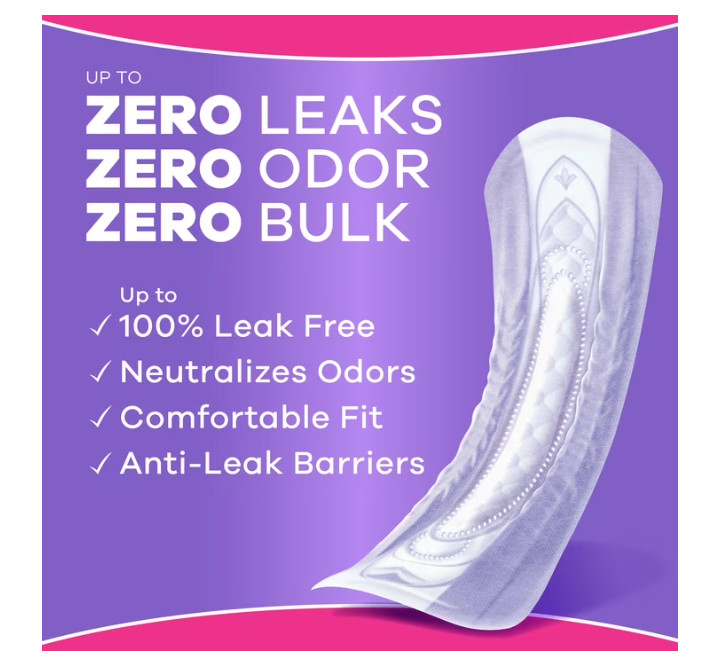 Always Discreet Long Length Pads 104 Count Maximum Protection
