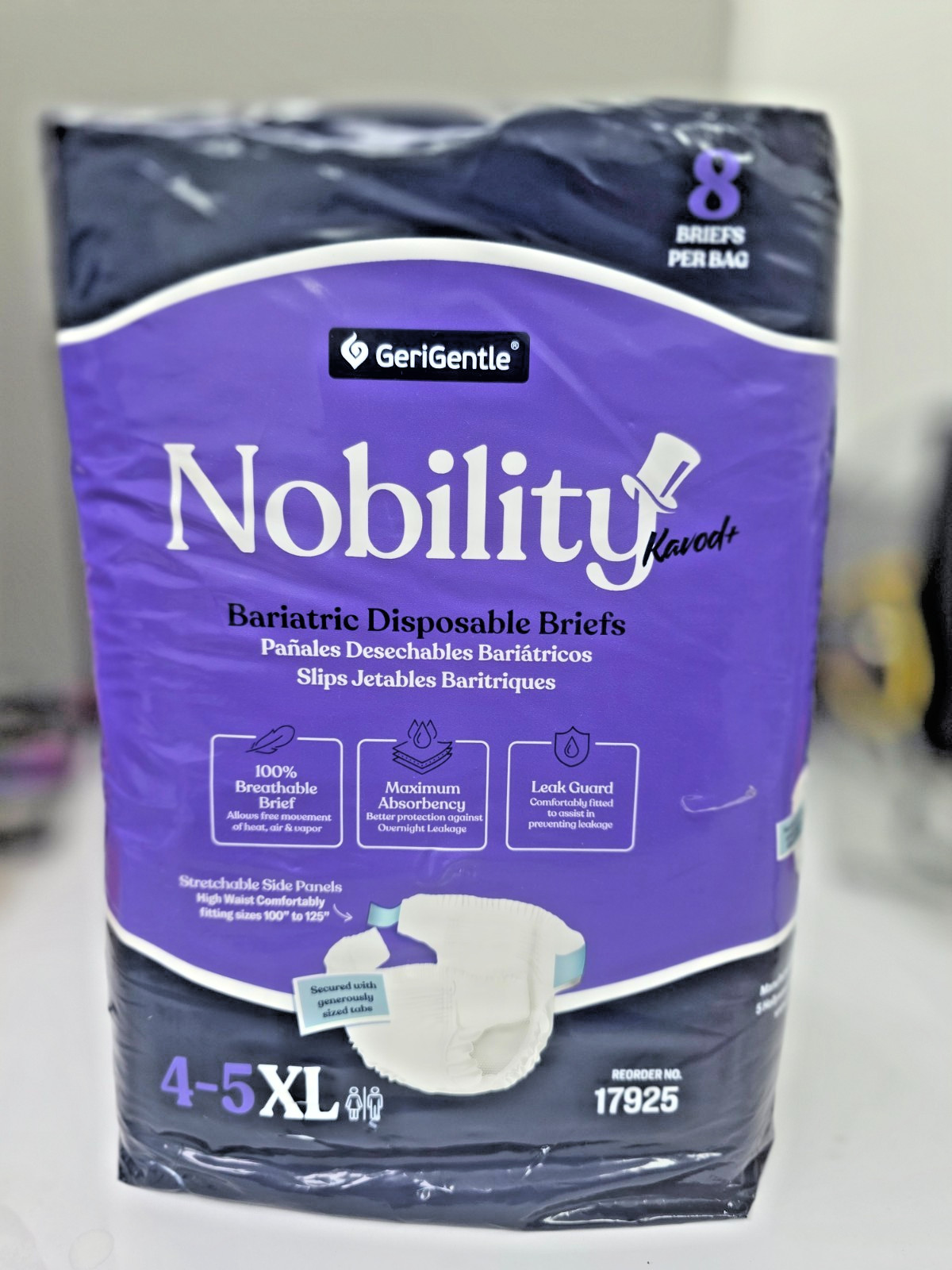 Nobility 4XL-5XL Adult Unisex Briefs Women Men 8 Bariatric Disposable 70-110″
