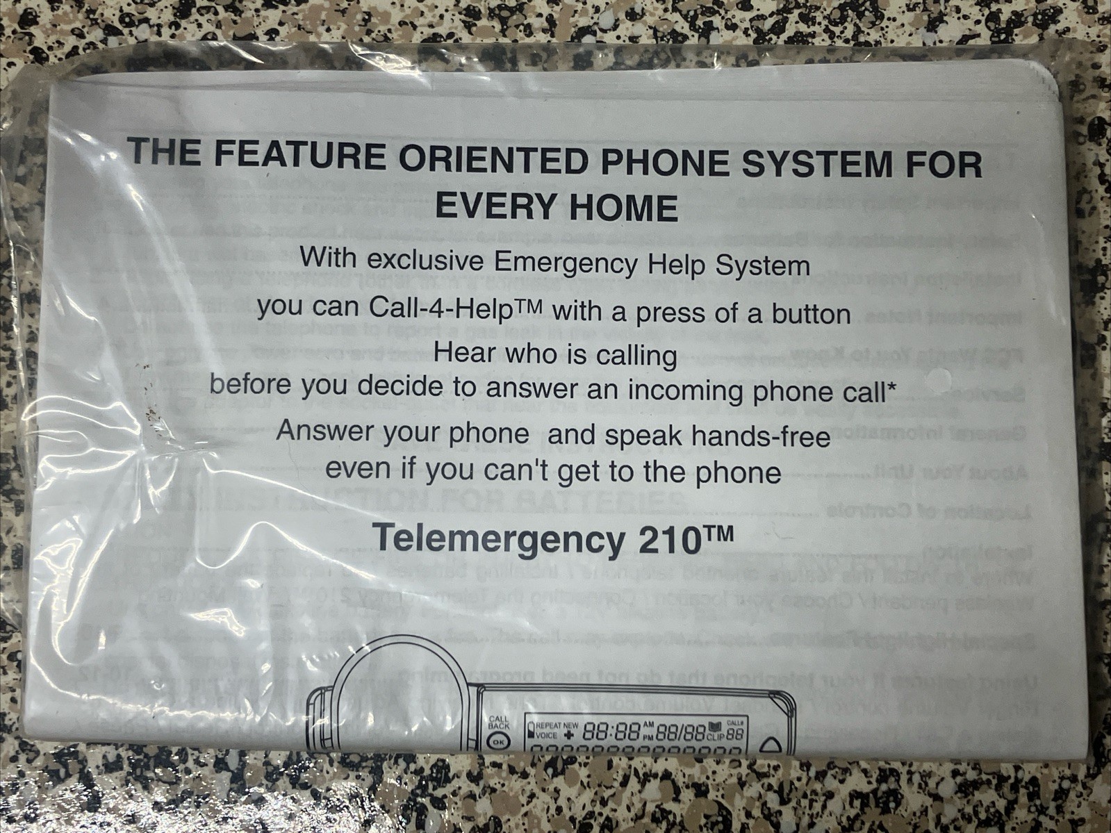 Telemergency 210 Emergency Help Landline Telephone With Remote