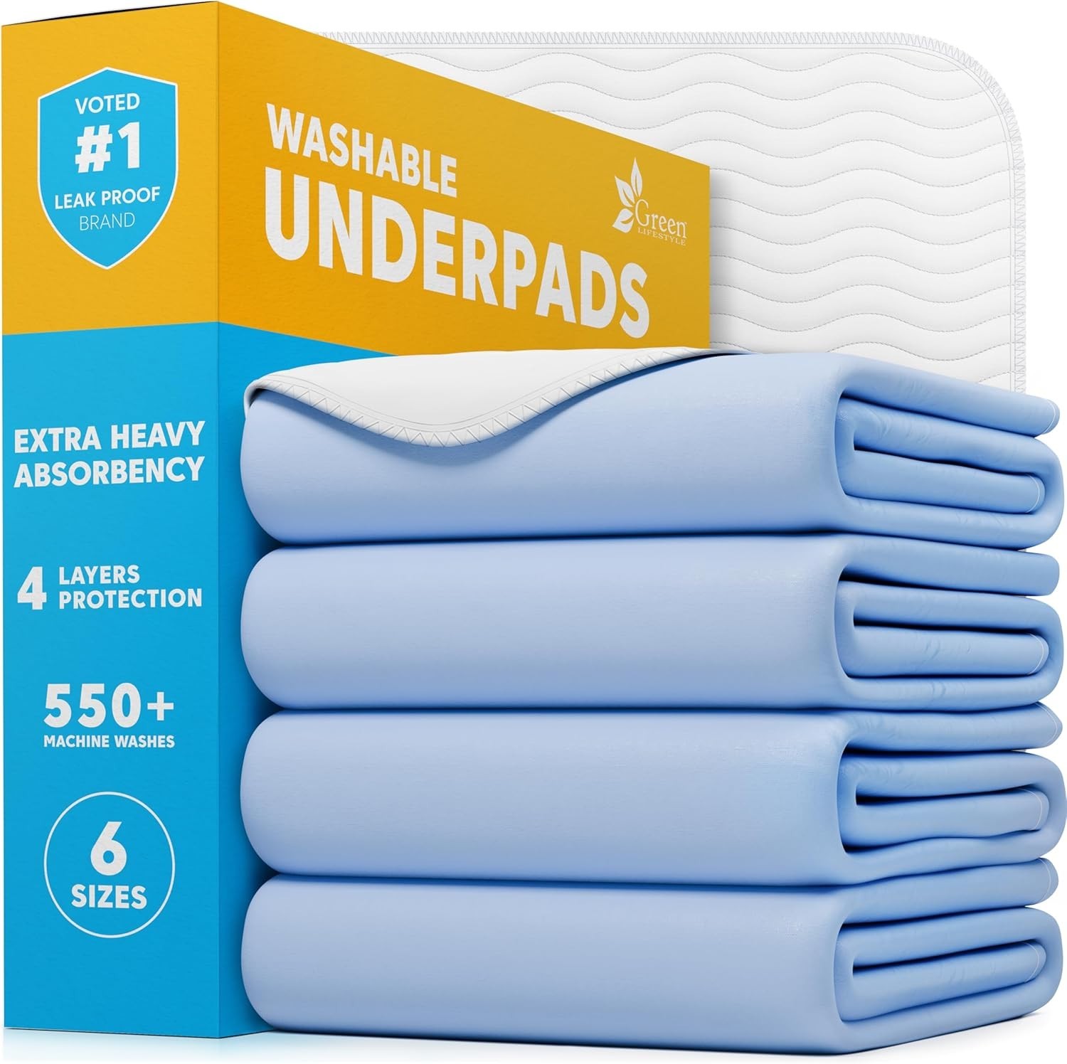 34×36 Washable Bed Pads Pack of 4 – Quilted Waterproof Incontinence Protection