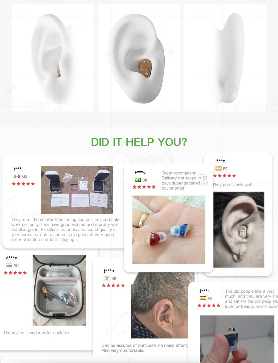 1 Pair Hearing Aids Mini In-Ear Enhancer Voice Sound Hearing Amplifier Red+Blue