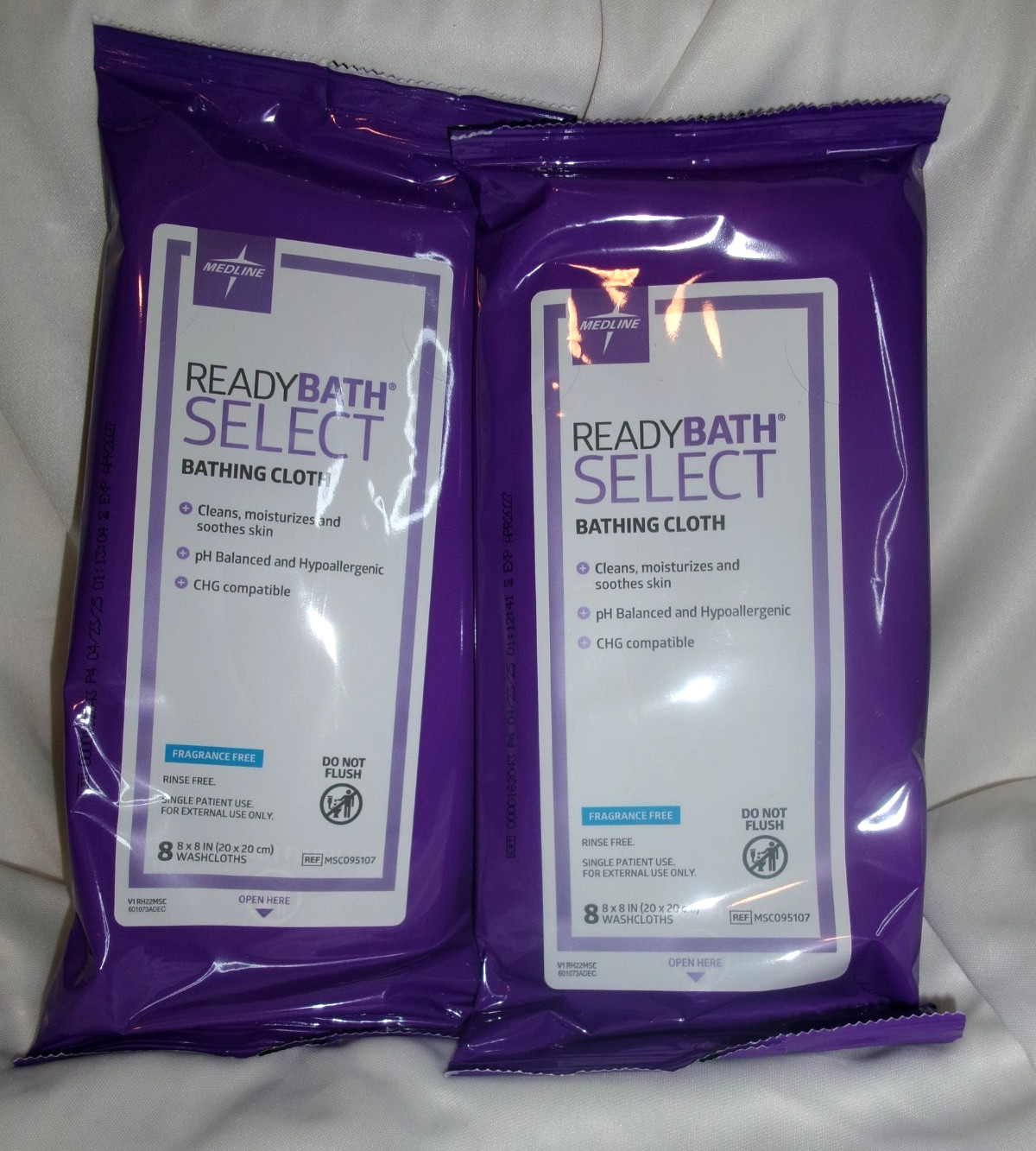 2 Packs Medline ReadyBath Select Thick Adult Bath Wipes Unscented Hypoallergenic