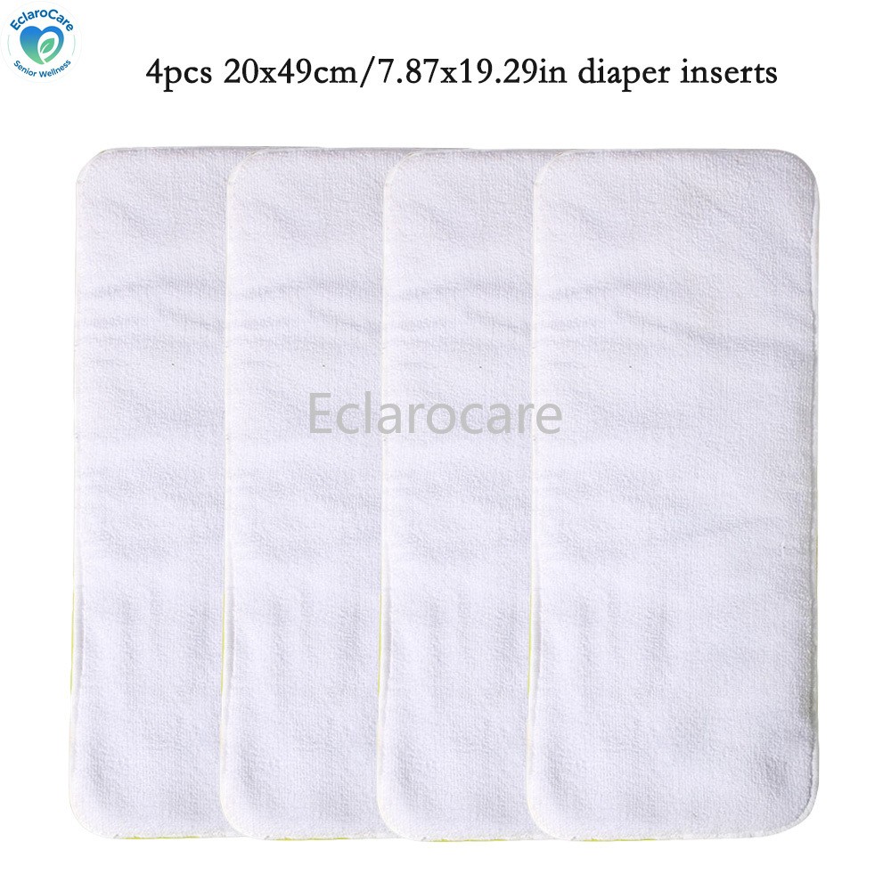 4-Pack Washable Adult Incontinence Pads Bamboo Charcoal Ultrafine Diaper Inserts