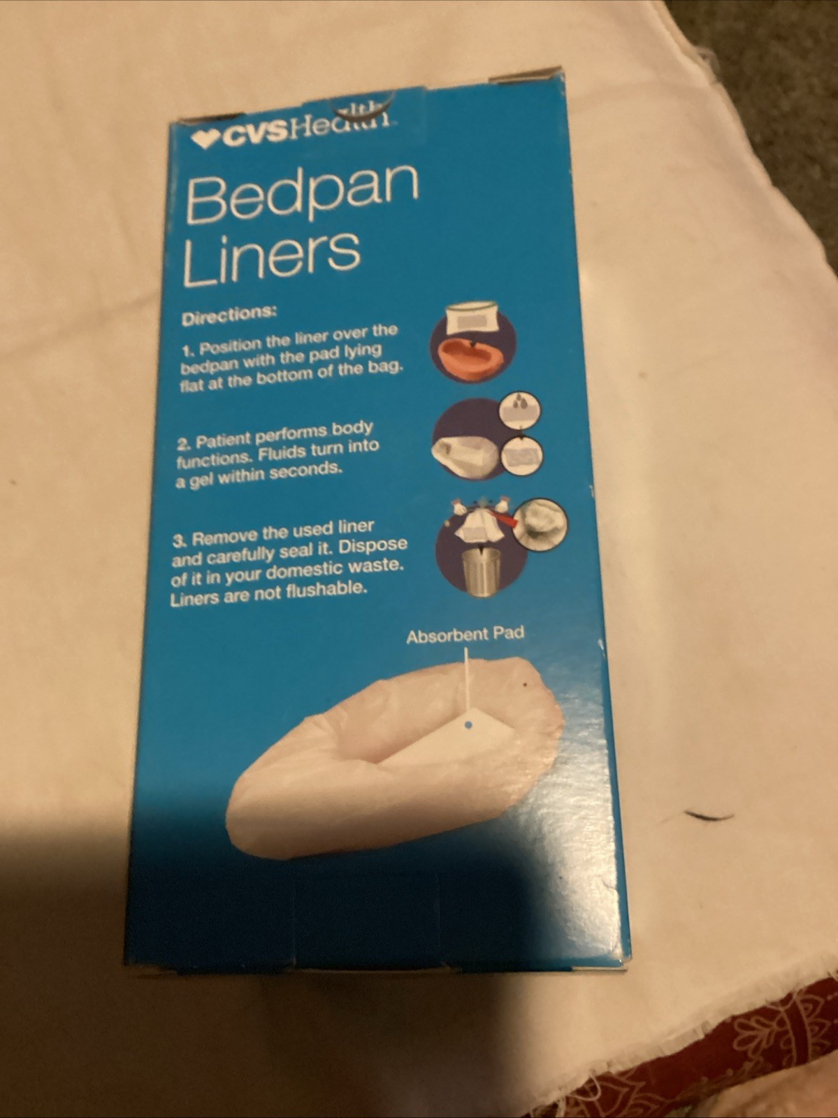 CVS Health Bedpan Liners Pack Of 12 Bathroom Safety Super Absorbent New