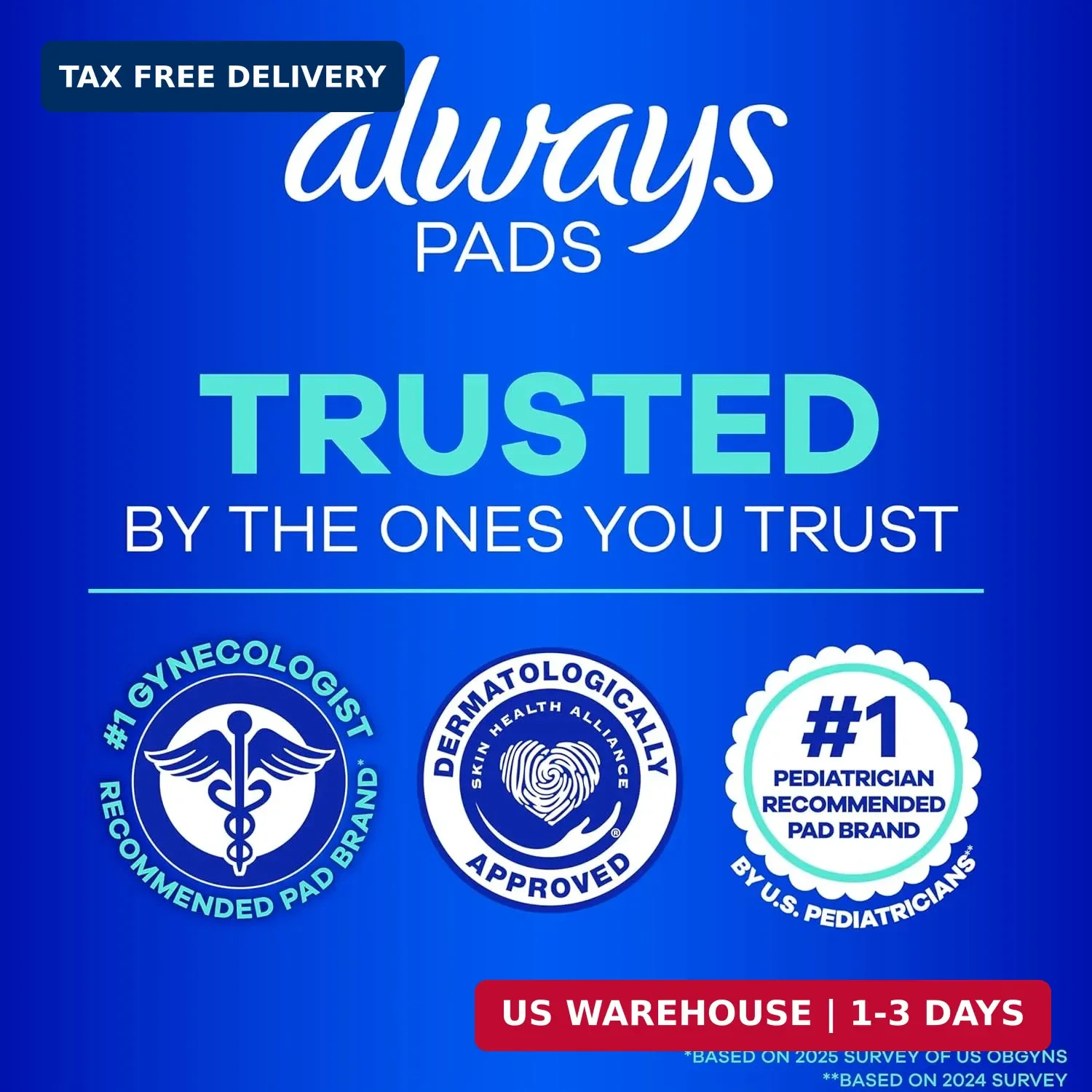 Always Ultra Thin Feminine Pads with Wings for Women, Size 1, Regular Absorbency