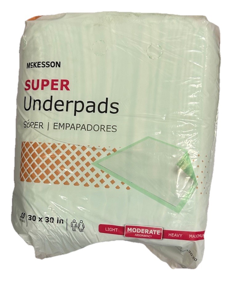 McKesson Underpad Super 30″X 30 Disposable Fluff / Polymer Moderate Absorbency