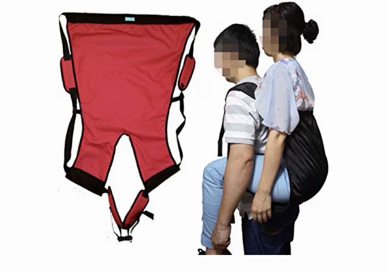 Patient Lift Sling Carrier Transfer Belt Red Large Elderly Disabled Stairs