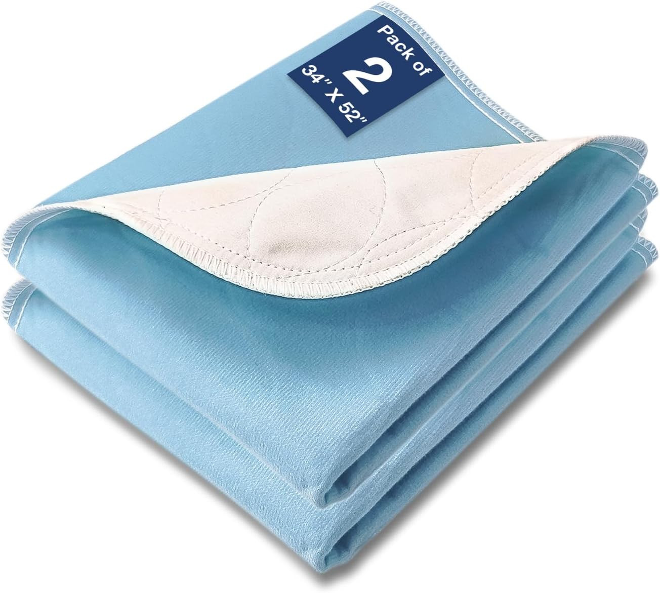 Bed Pads Washable Waterproof, 52″ X 34″ (2 Pack) Incontinence Bed Pads, Waterpro