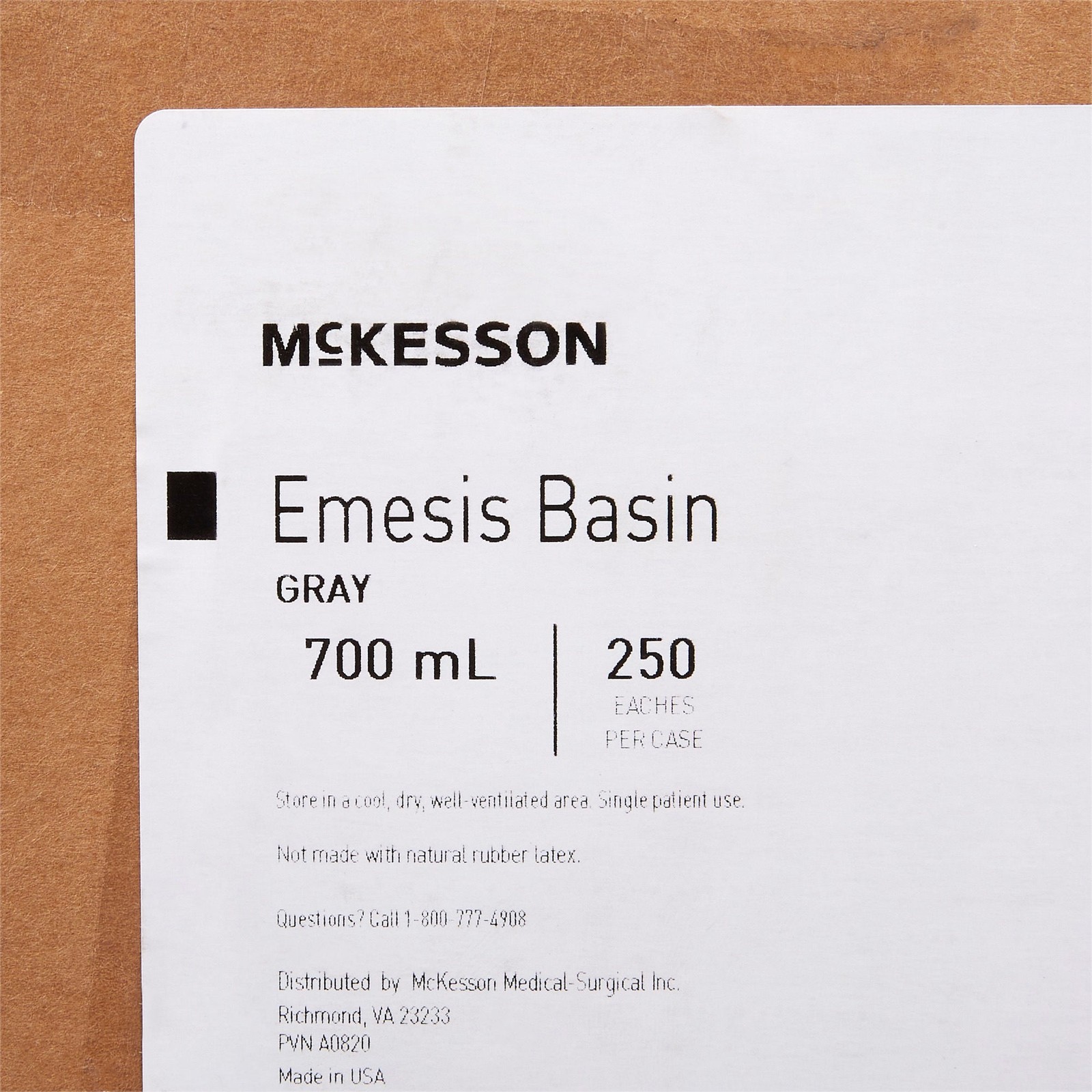 McKesson Emesis Basin Graphite 20 oz. Plastic Single Patient Use 250 Ct