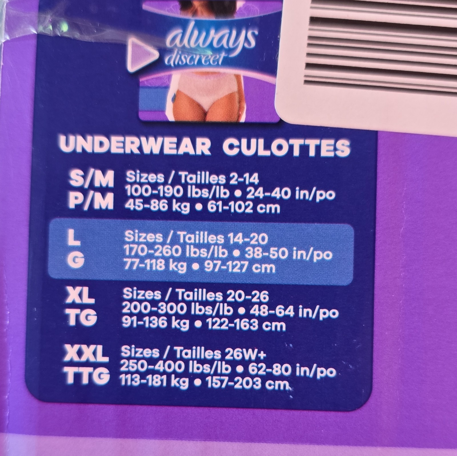 Always Discreet Maximum Incontinence Underwear L (14-20) 38 Ct Scented