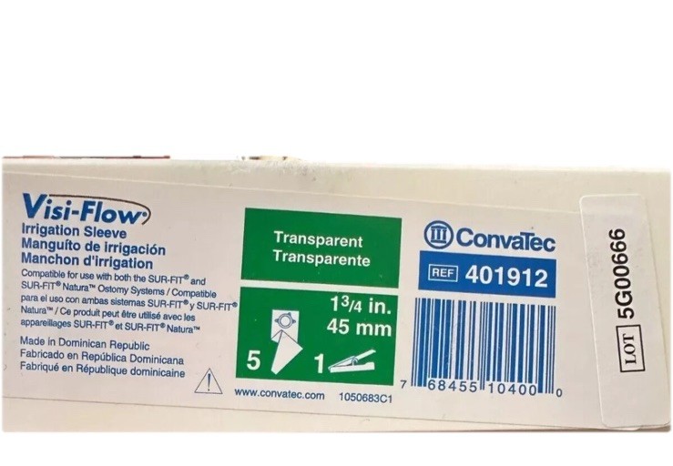 Convatec Visi-Flow 1-3/4″ Transparent Ostomy Irrigation Sleeve 401912 5 Ct