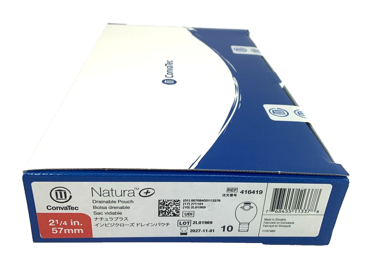 10 ConvaTec 416419 Natura Drainable Ostomy Pouches 2-1/4″ Flange Ex. 2030