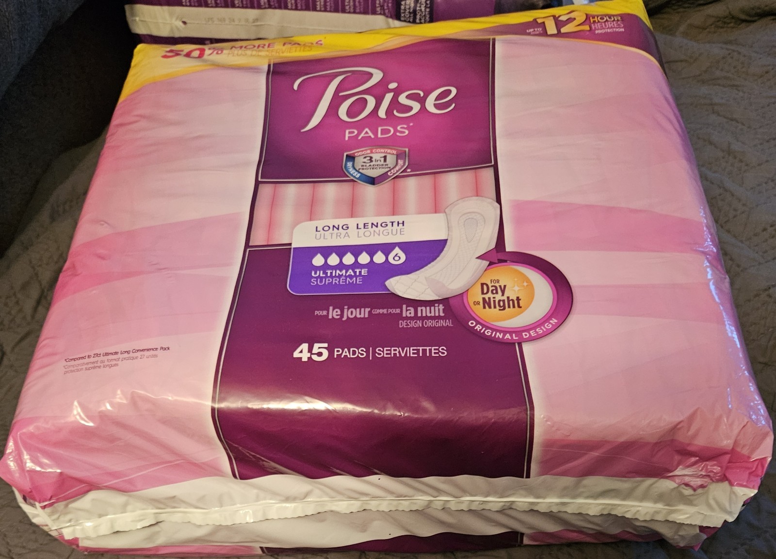 Poise Ultimate Supreme Absorbency Incontinence Pads, Long Length, 45 Pads NEW