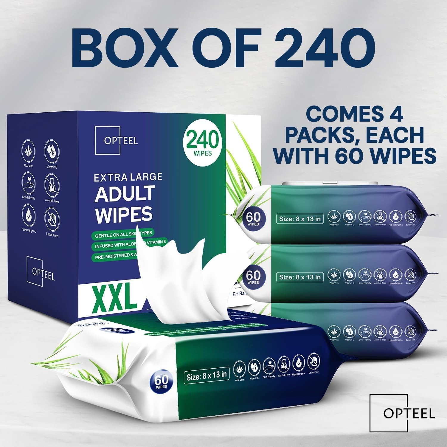 Adult Wipes For Elderly – 8″x13″ Extra Large & Soft Wet Wipes for Adults Bathing