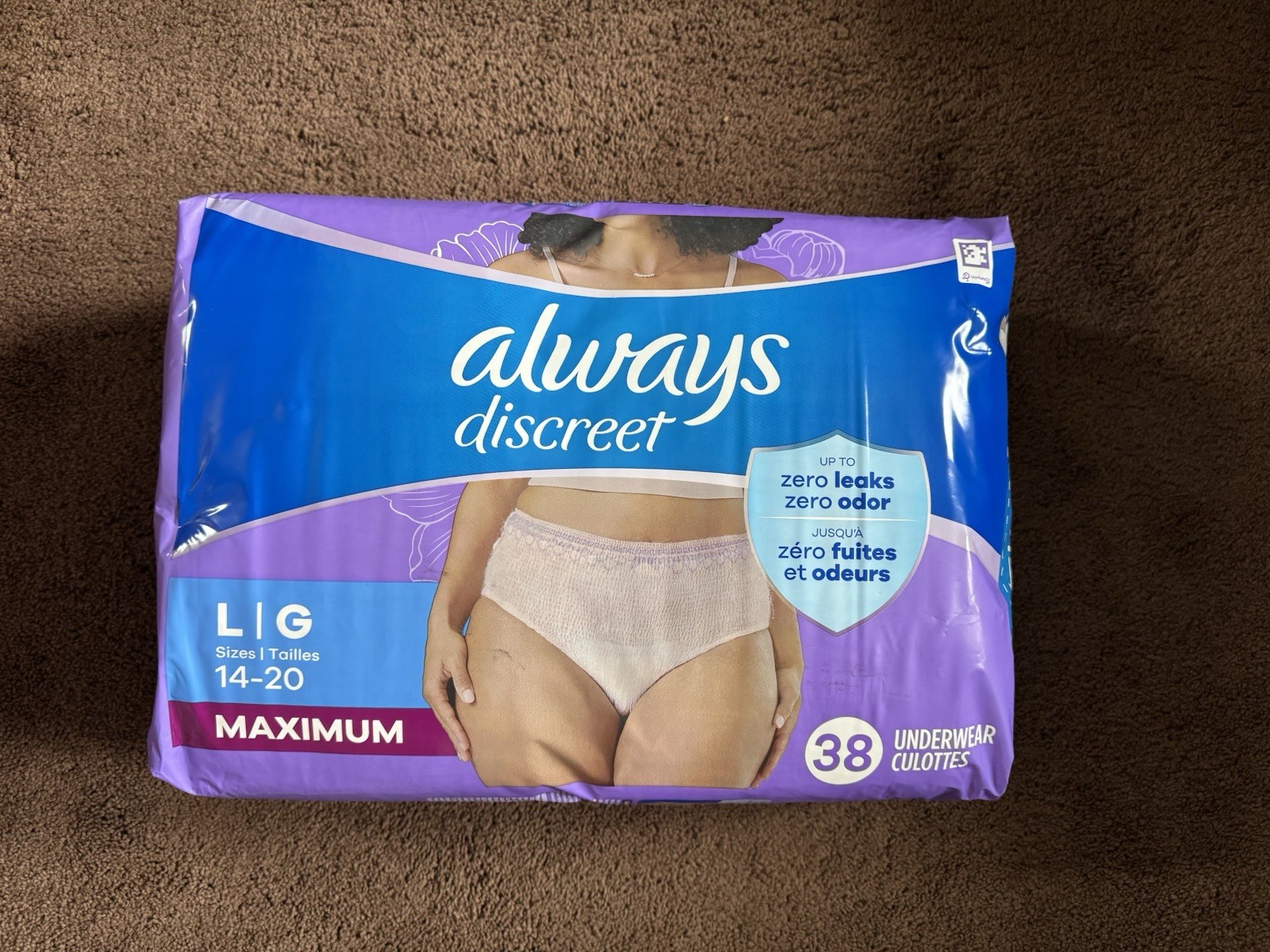 Always discreet Maximum Protection Underwear Size Large/38 count