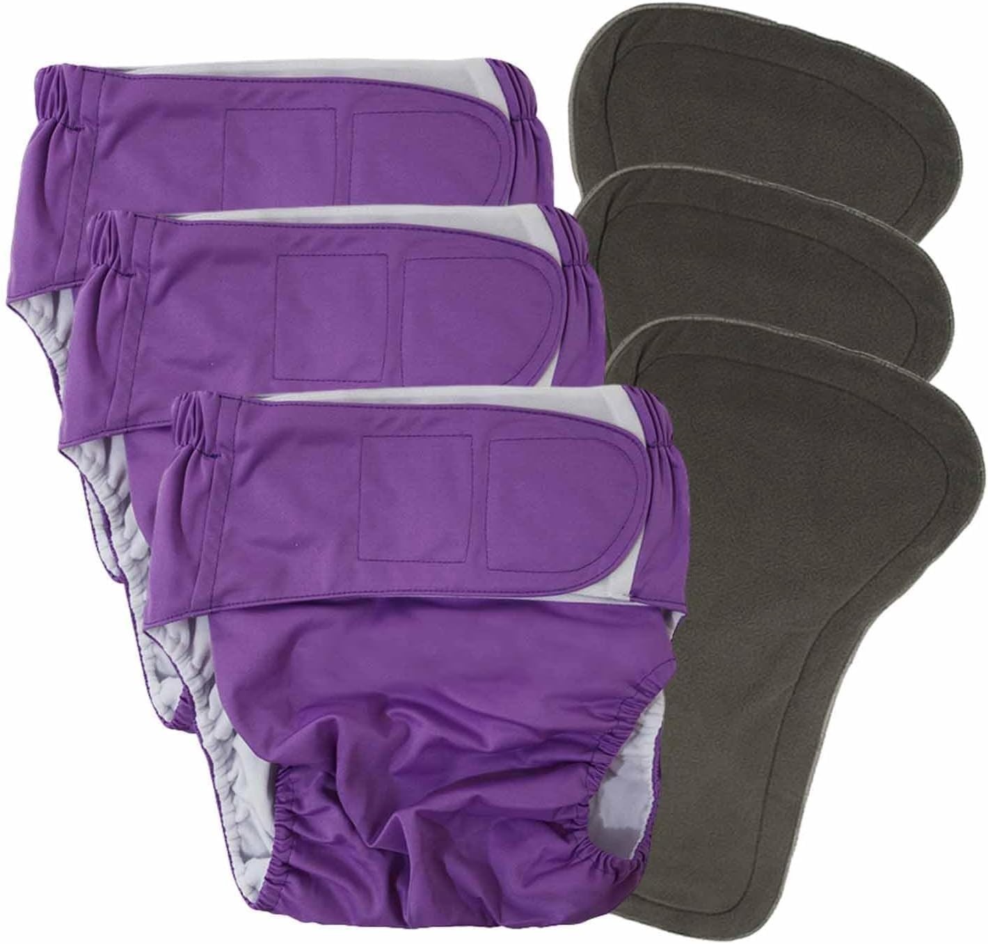3 Pack Adult Cloth Diapers with Oversized Diaper Inserts, TPU Waterproof Nont…