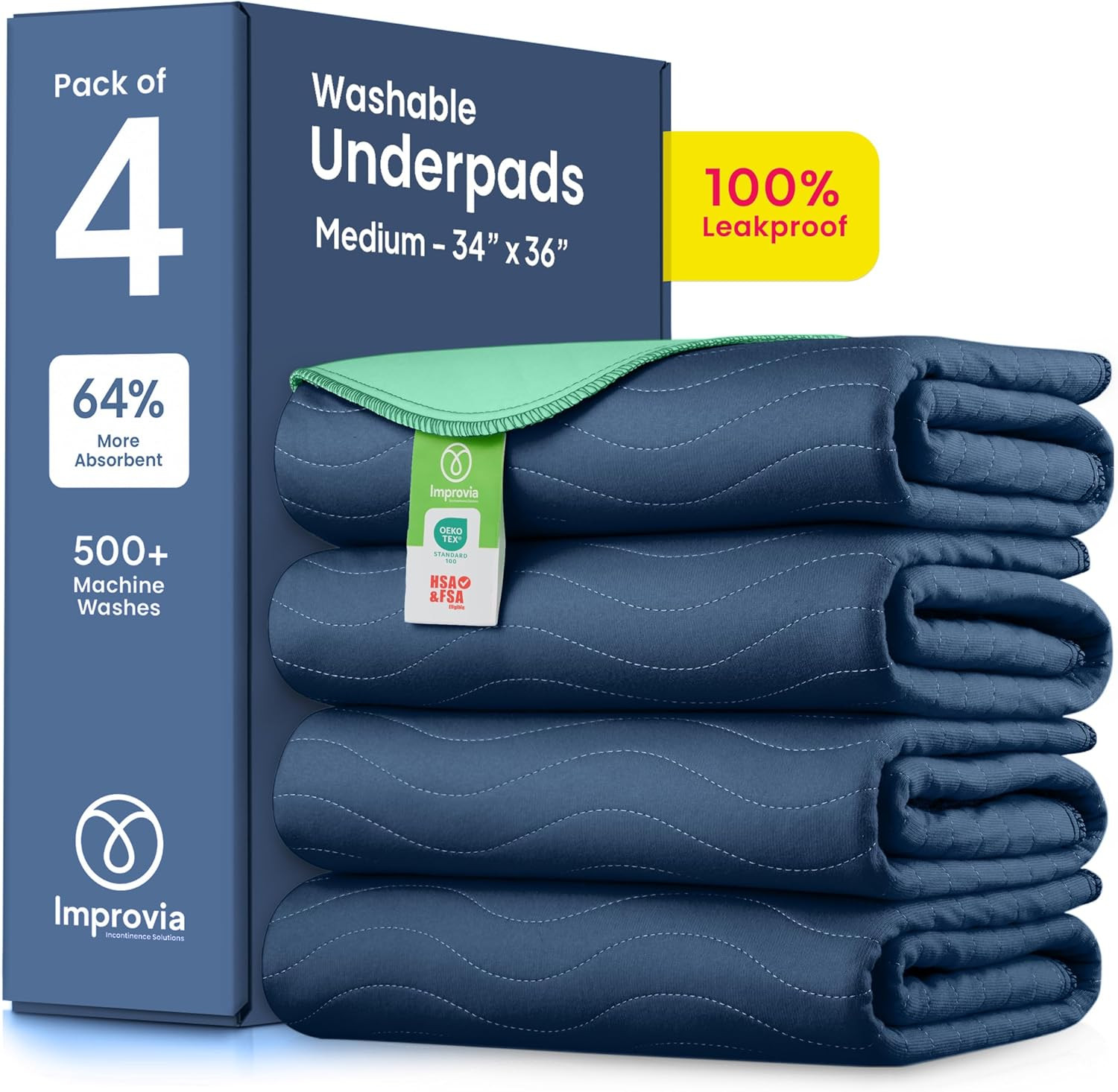 ® Washable Underpads, Heavy Absorbency Reusable Incontinence Pads for Kids, Adul