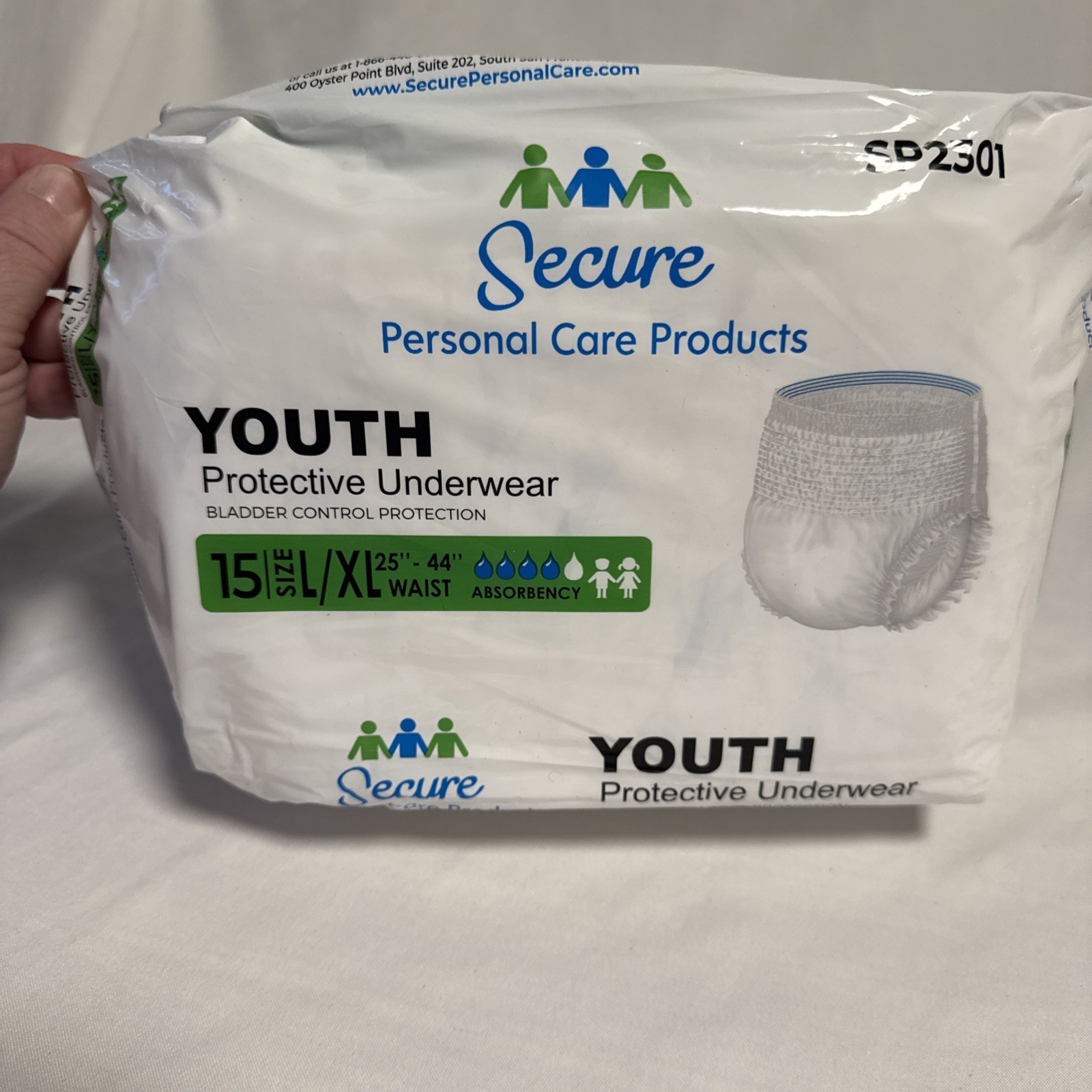 NEW Secure Youth Protective Bladder Control Underwear L/XL 112 Count READ