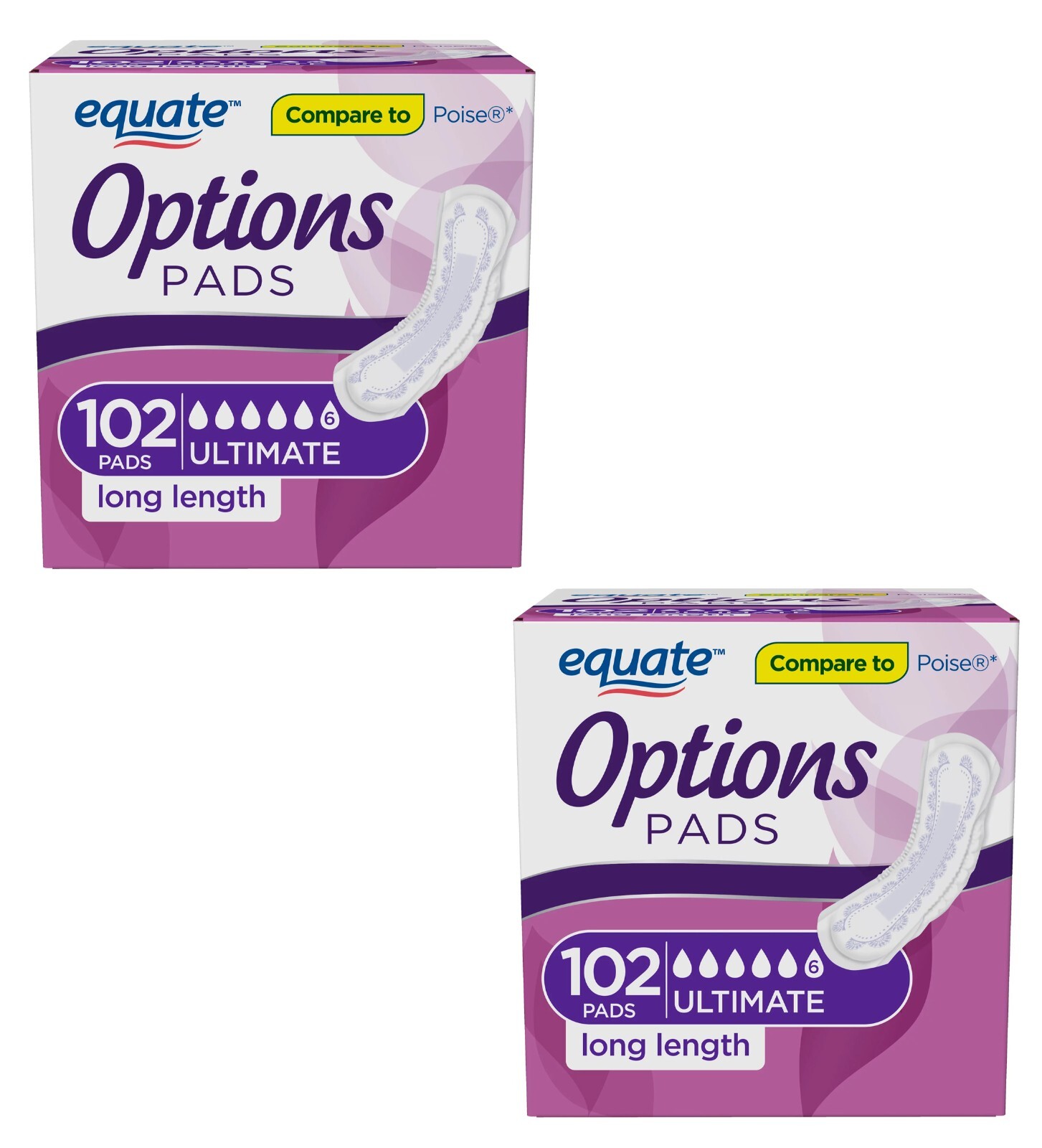 Equate Options Incontinence Pads for Women, 204ct, Ultimate-Long