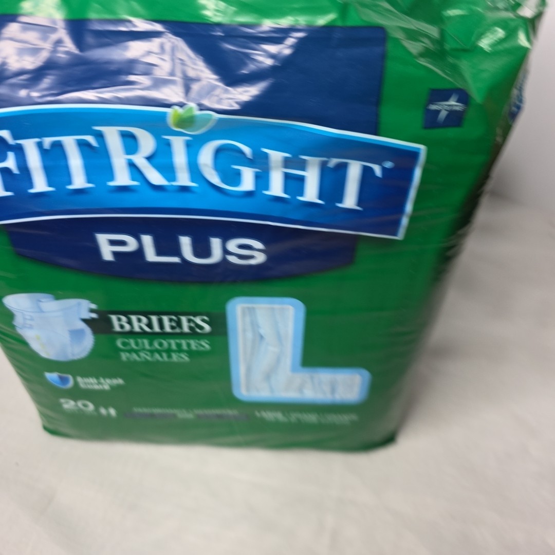 Medline FitRight Large, Extra Adult Briefs 20 count Leak-Stop Guards New