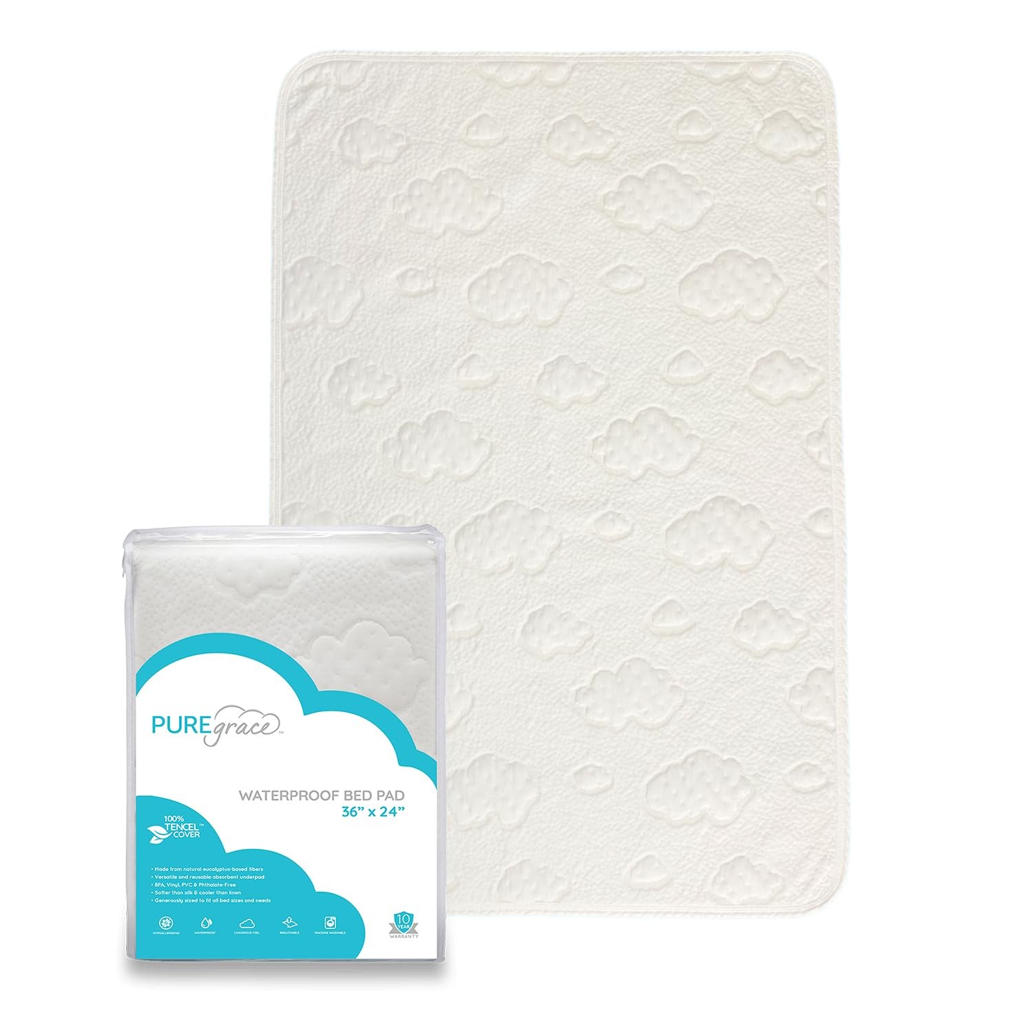 Tencel Waterproof Bed Pad 36×24 Inch Washable Reusable Underpad Absorbent