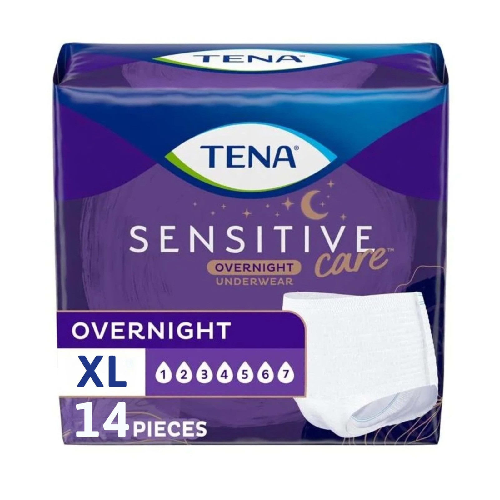 TENA Sensitive Care Overnight Incontinence Underwear for X-Large, White