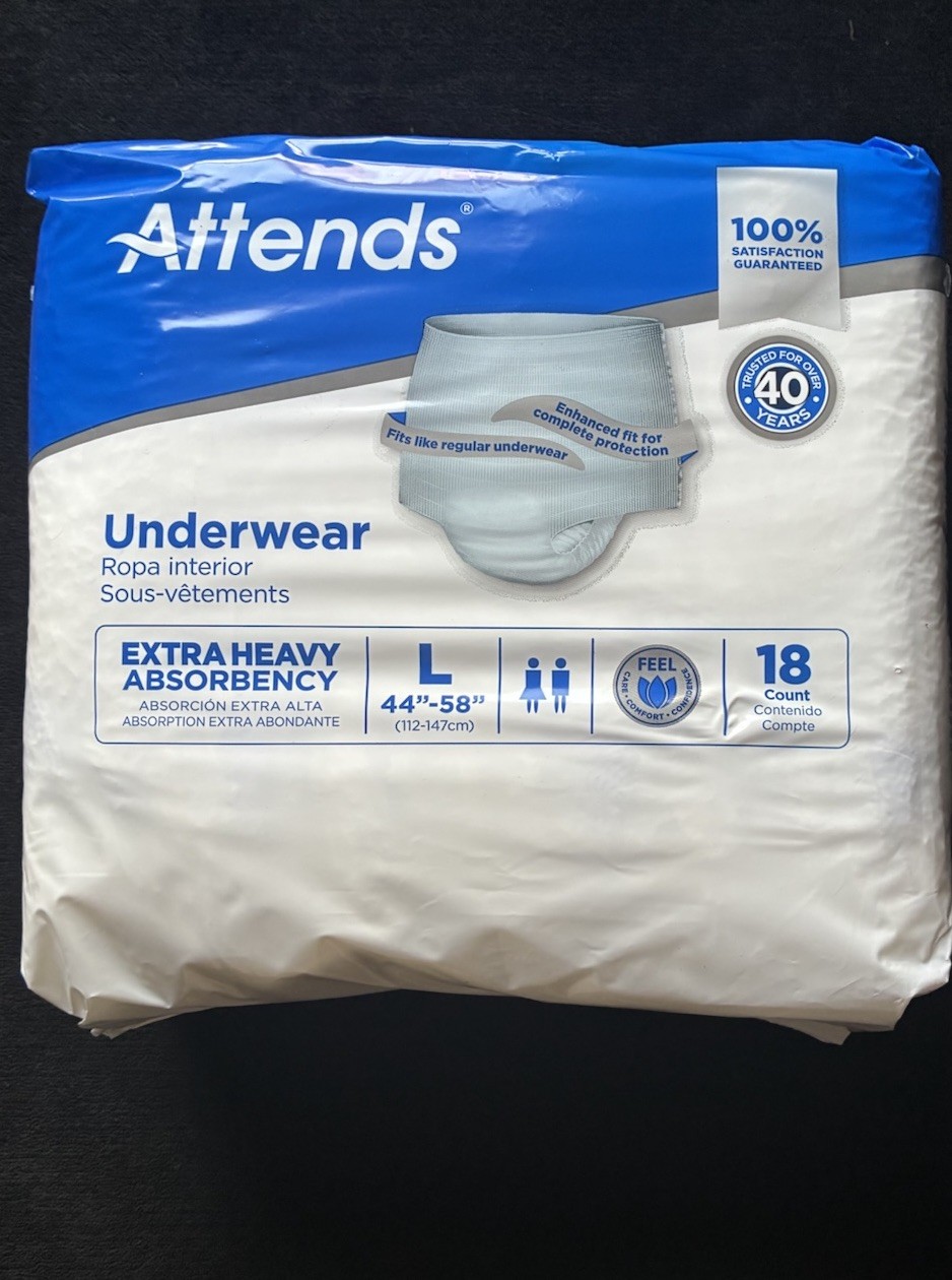 Attends Incontinence Pants Extra Heavy Absorbency L 44-58in White 18ct