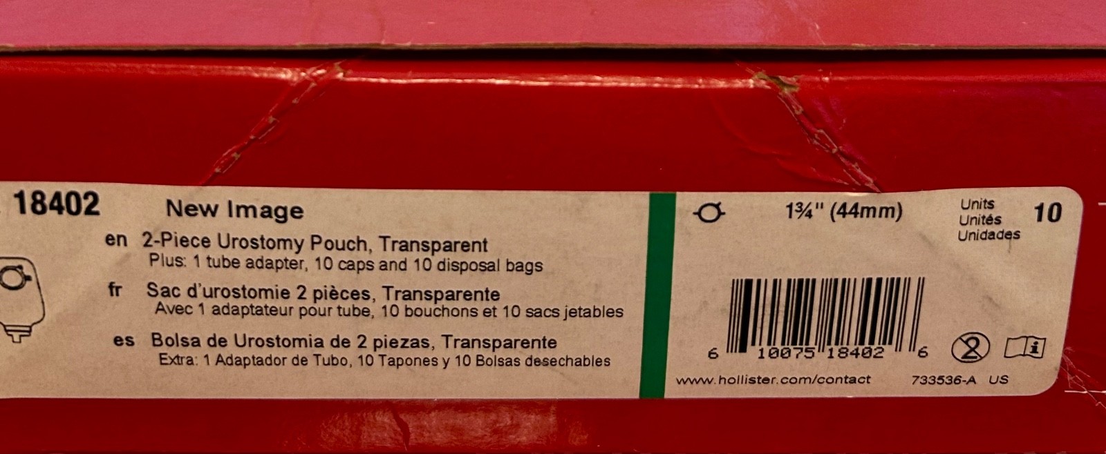 Lot Of 10 Hollister 18402 New Image 2-Piece Urostomy Kit Pouches 1 3/4″ Flange