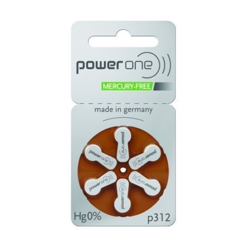60 Powerone Hearing Aid size 312 Genuine Mercury Free Batteries- Ex-2028-Germany