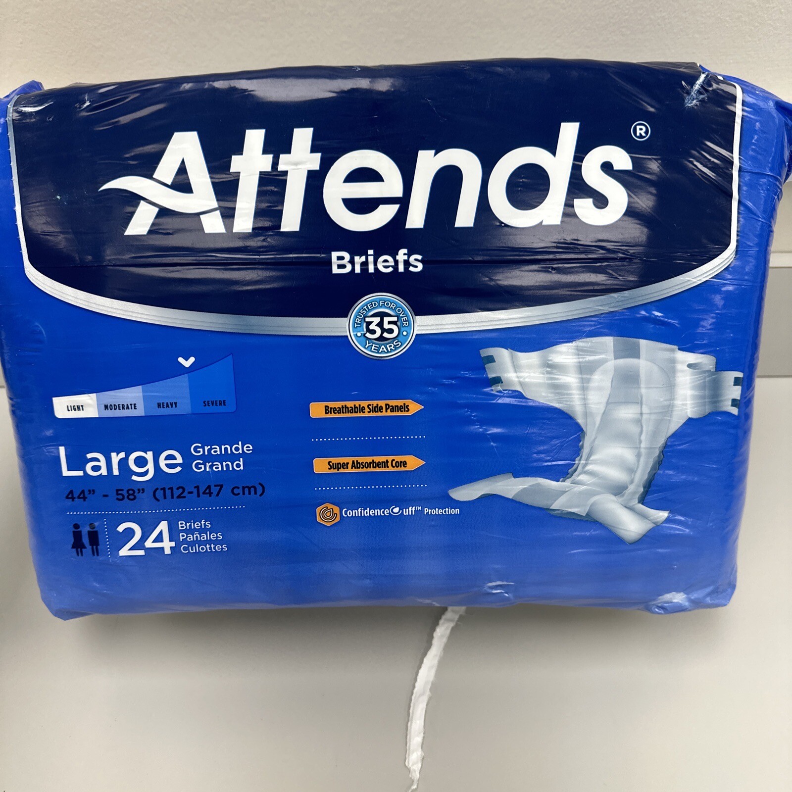 ATTENDS Adult Briefs Large 44″-58″ Pack 24 Bag DDA30 Super Absorbent Breathable