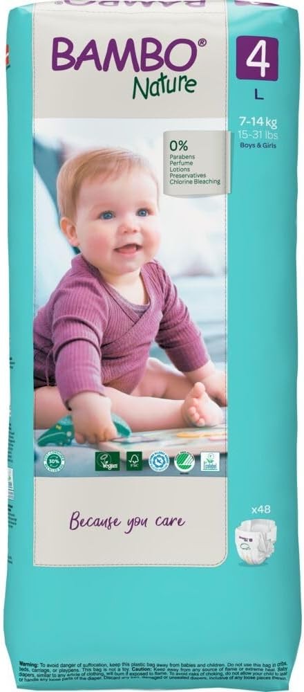 Bambo Nature Hypoallergenic Baby Diapers, Eco-Labeled Diapers, Enhanced Leakage